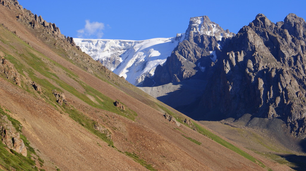  Nearing Chok-Tal Mountain and 13,000 feet above sea level in Kyrgyzstan. (Photo by Kirsten Koza)