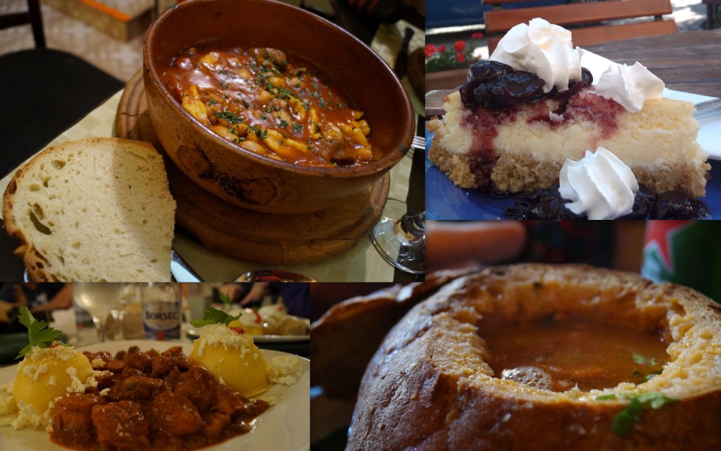 We'll be eating a harvest of Romanian food. (Photos of savories by Kirsten Koza and dessert by Horia Matei)