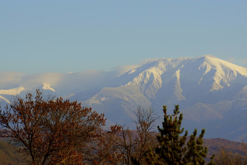 Autumn colours and snow capped Carpathians. (Photo by Kirsten Koza)