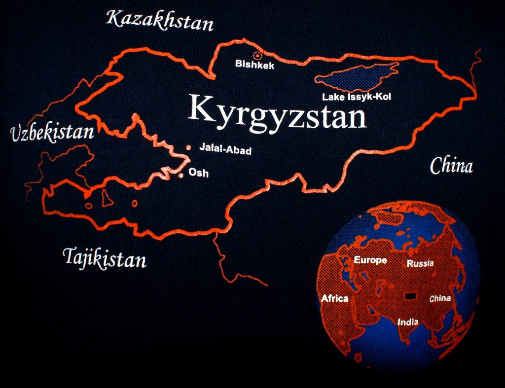 Map of Kyrgyzstan on t-shirt (Photo by Kirsten Koza)