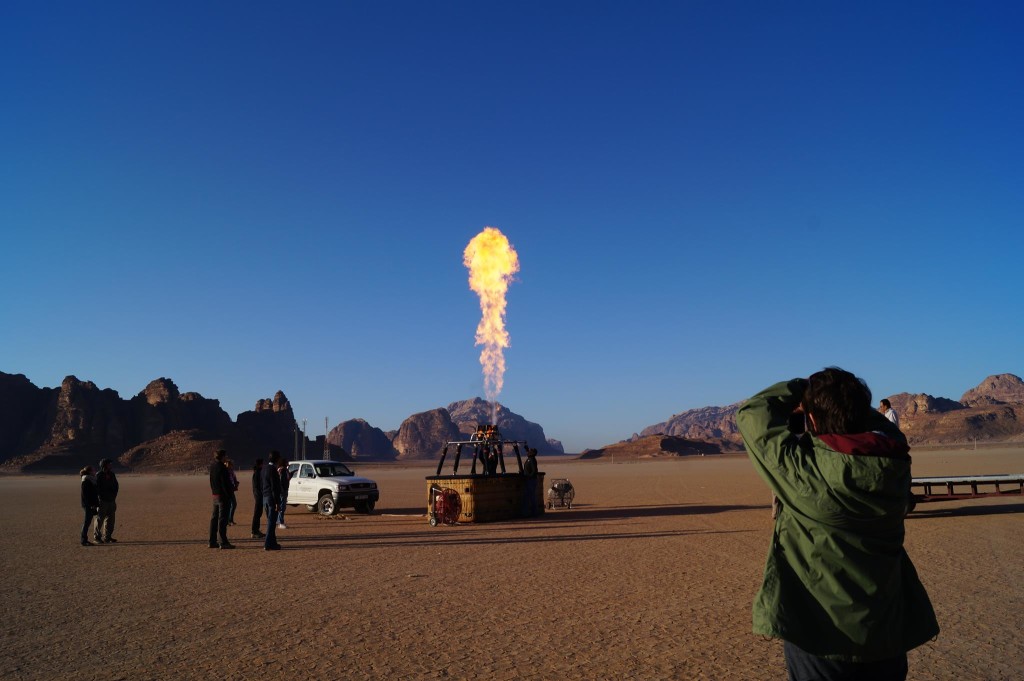 Setting up the hot air balloon in the early morning - Wadi Rum. (Photo by Kirsten Koza, Writers' Expeditions)