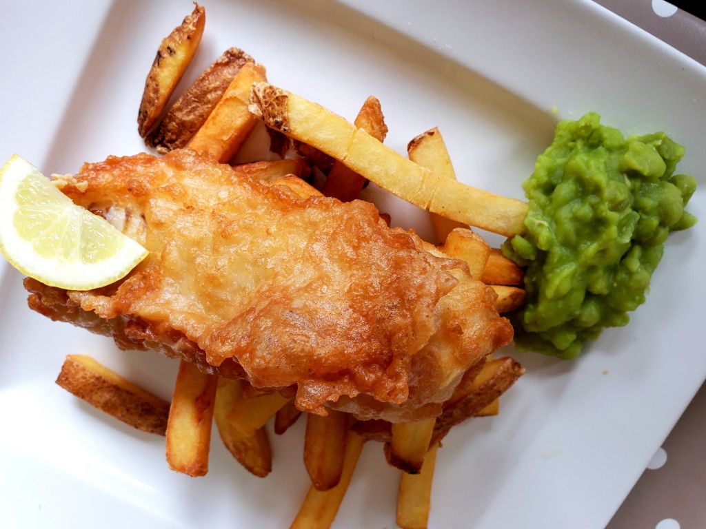 Fish & Chips at AJs on Sark. (photo by Kirsten Koza)